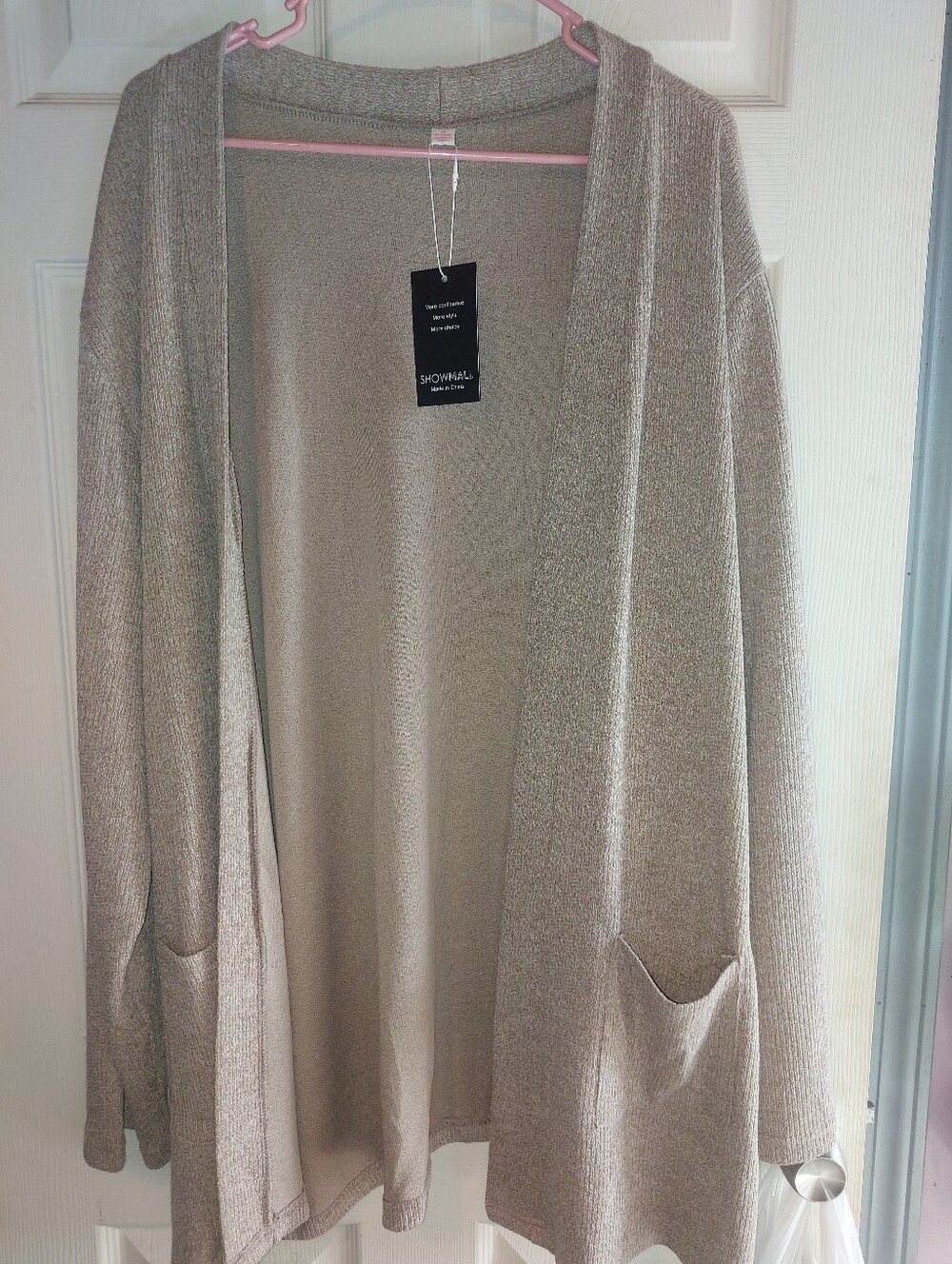 Woman's 3x Open-Front Tan Cardigan Sweater NWT